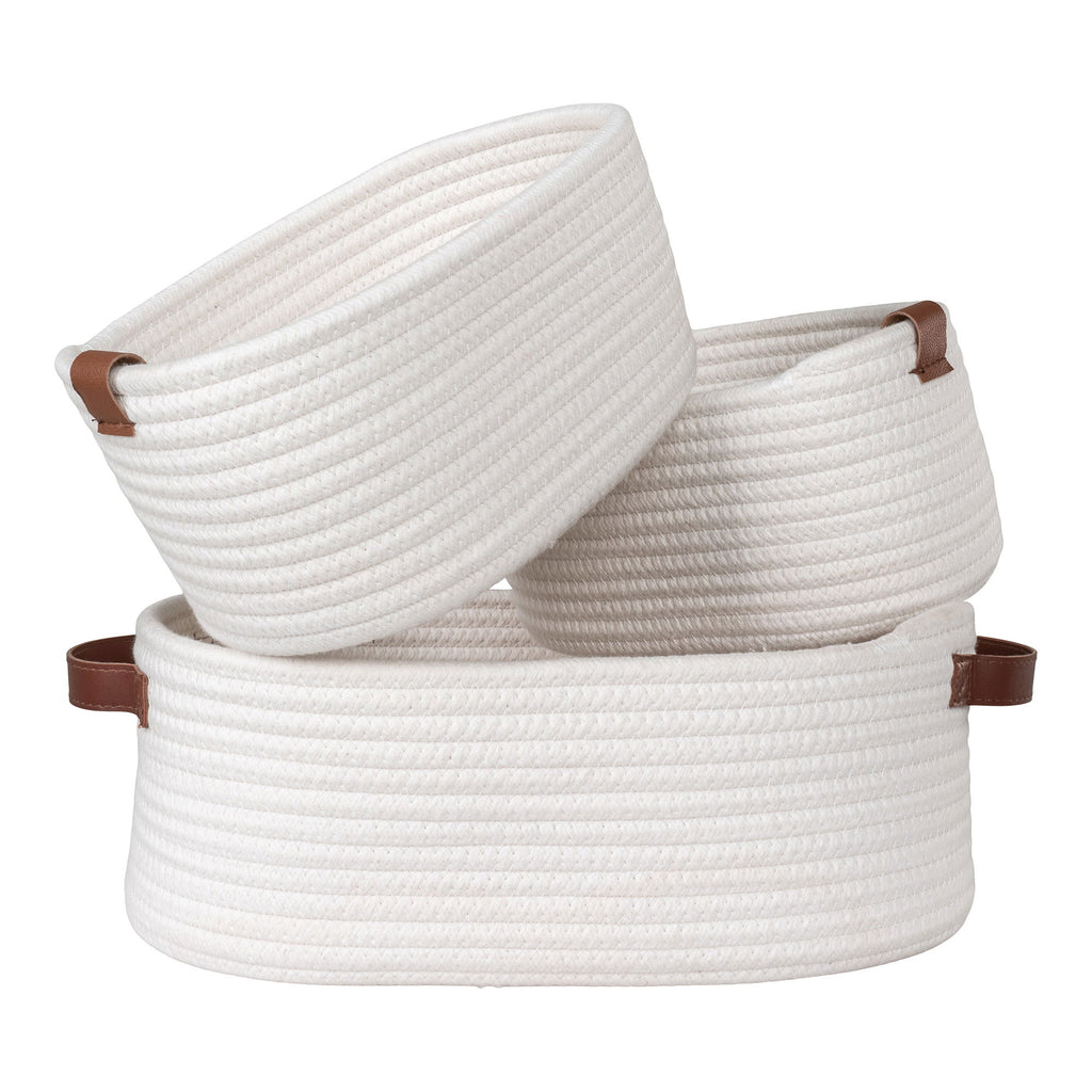 Jarana Baskets - Baskets, cotton, white set of 3