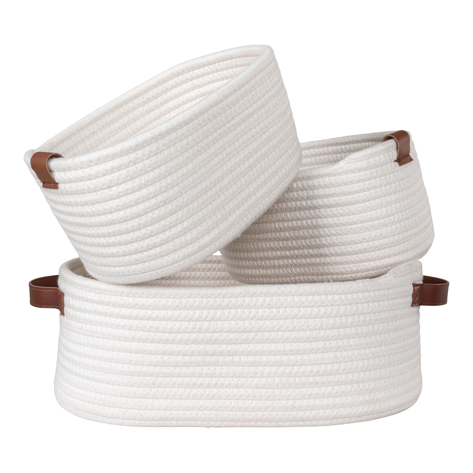 Jarana Baskets - Baskets, cotton, white set of 3