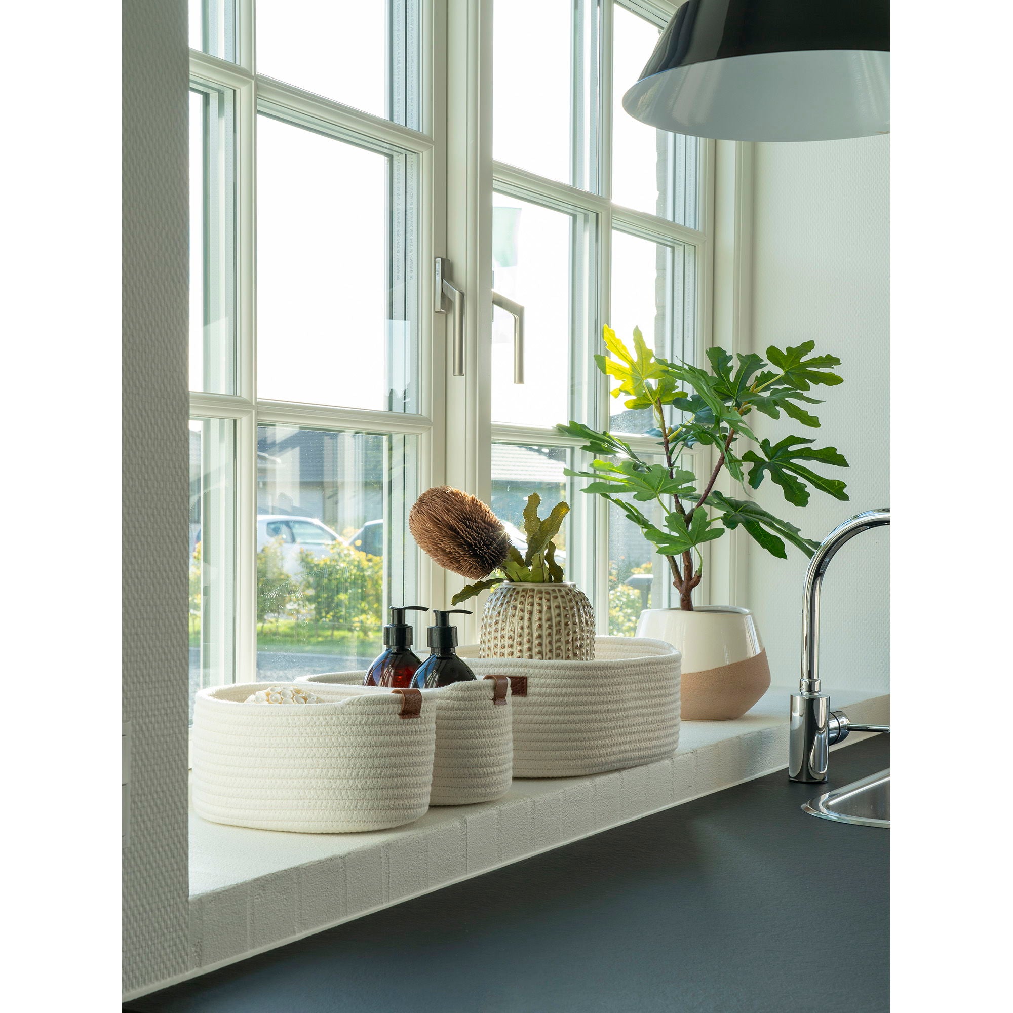 Jarana Baskets - Baskets, cotton, white set of 3