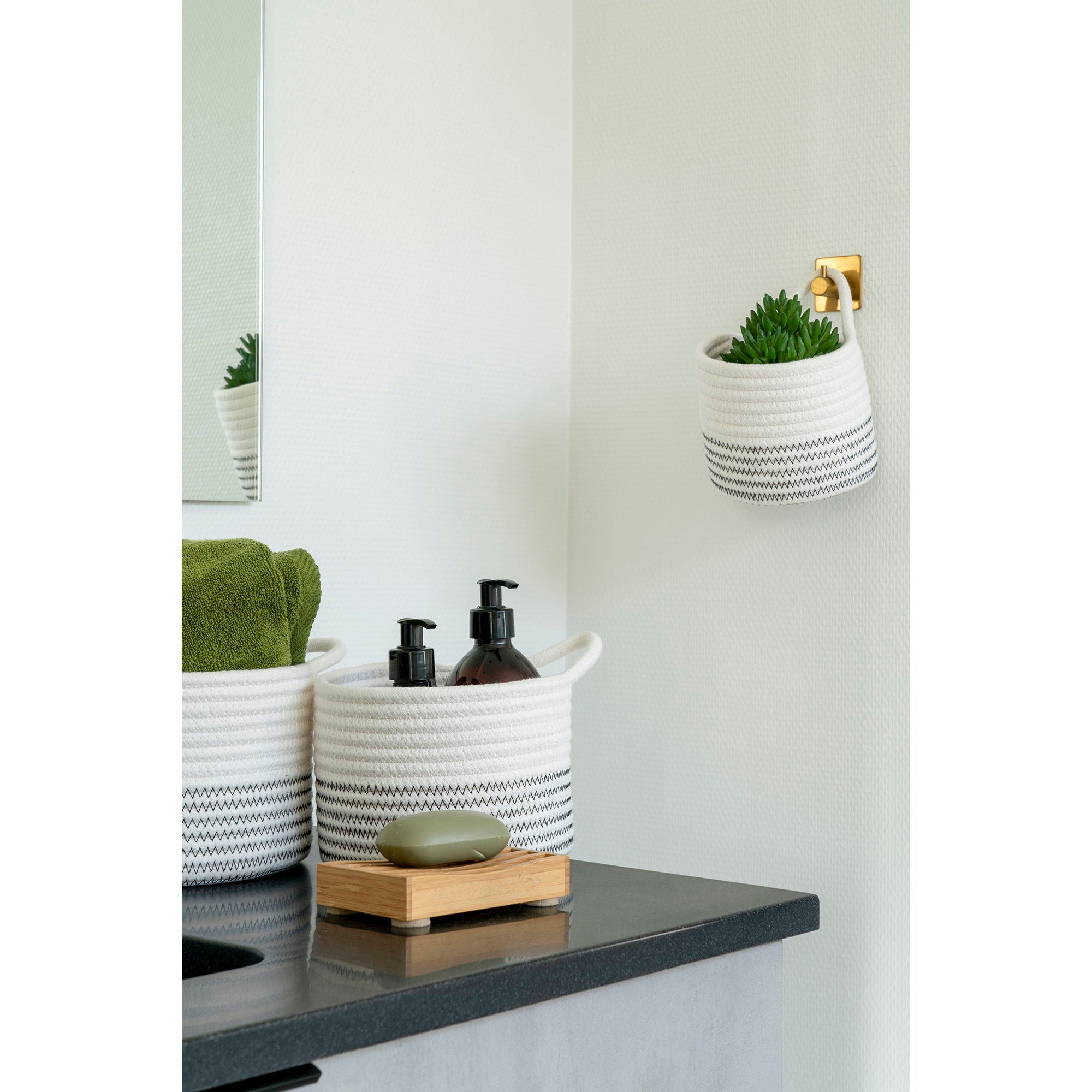 Algar Baskets - Baskets, cotton, white/grey set of 3