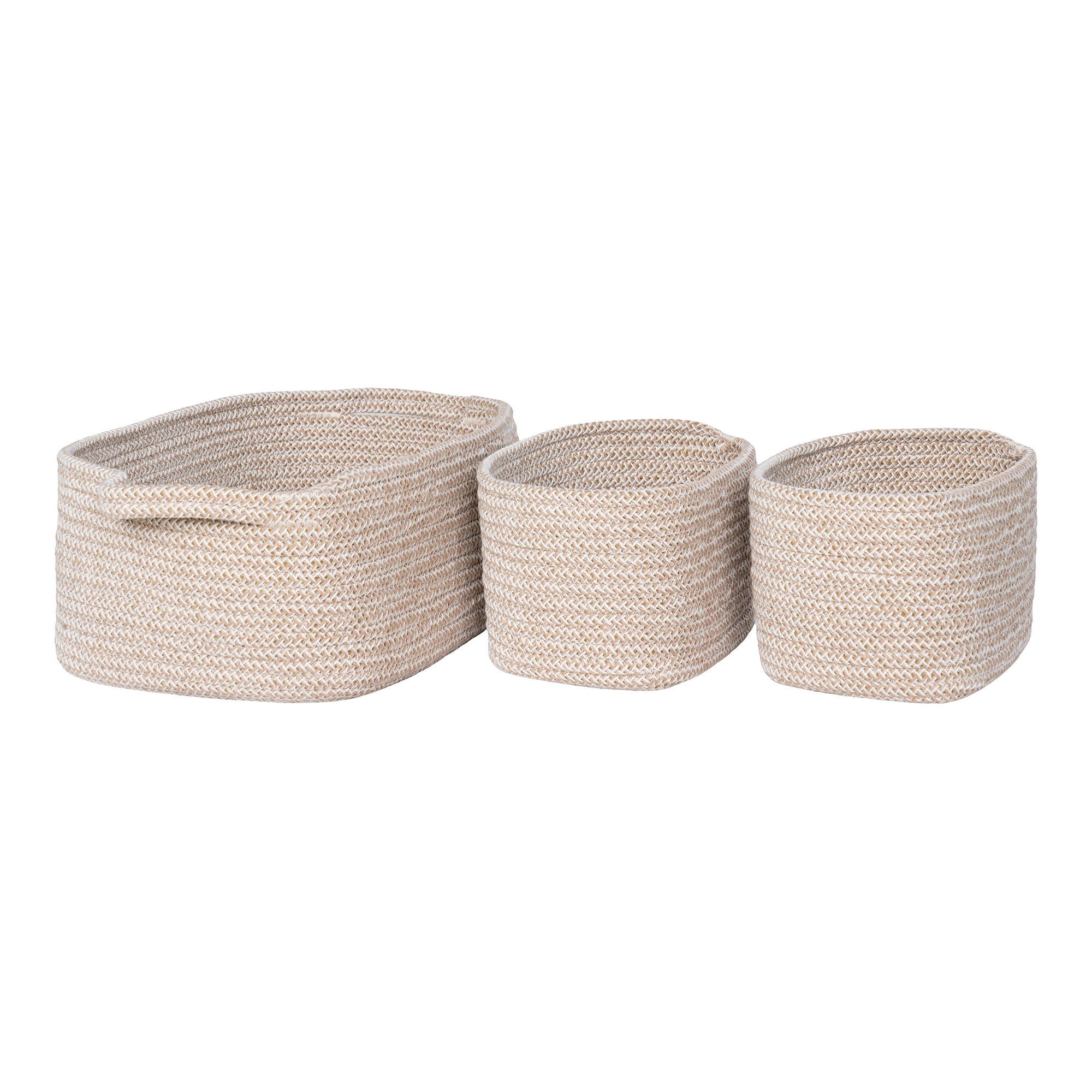 Teixo Baskets - Baskets, cotton, beige set of 3