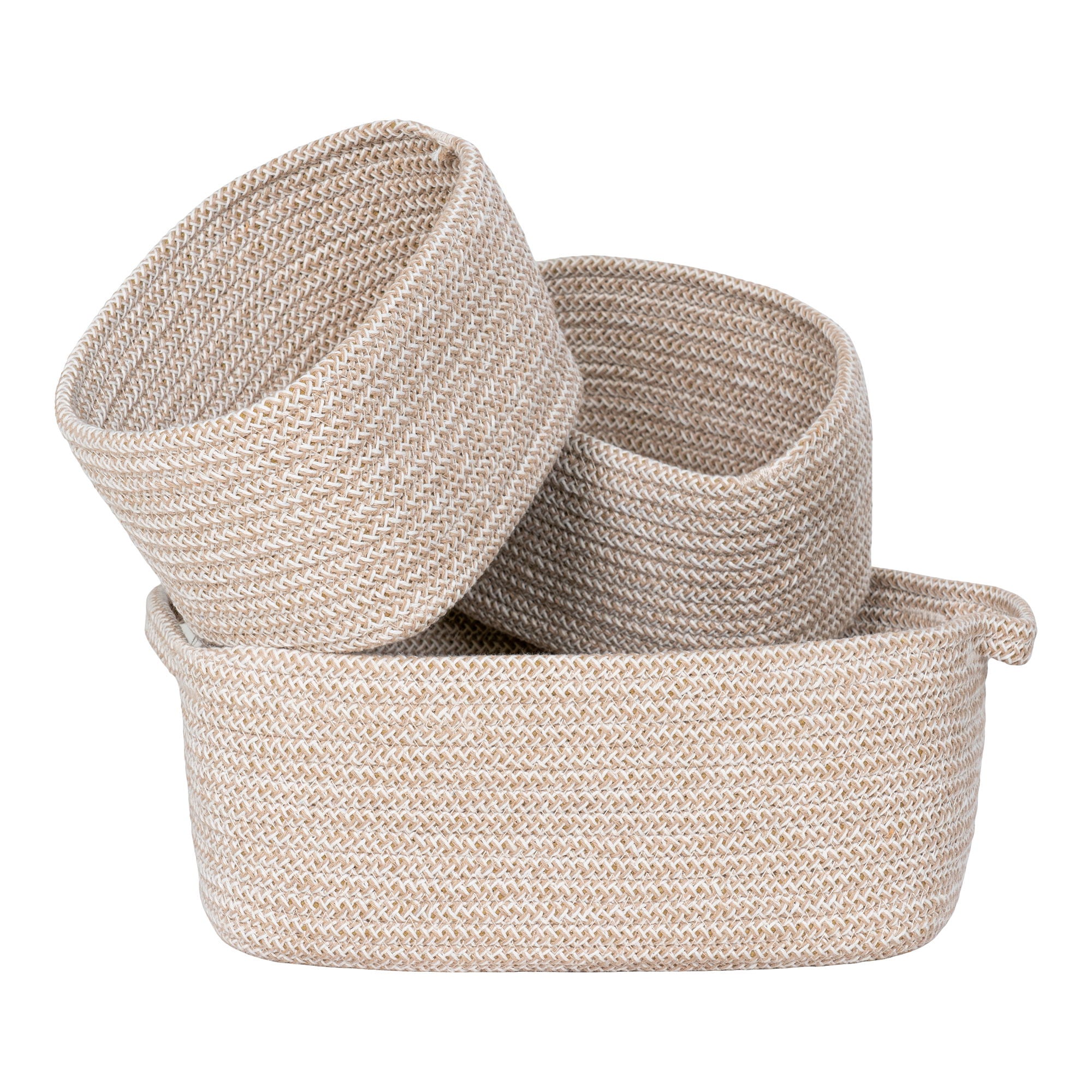 Teixo Baskets - Baskets, cotton, beige set of 3
