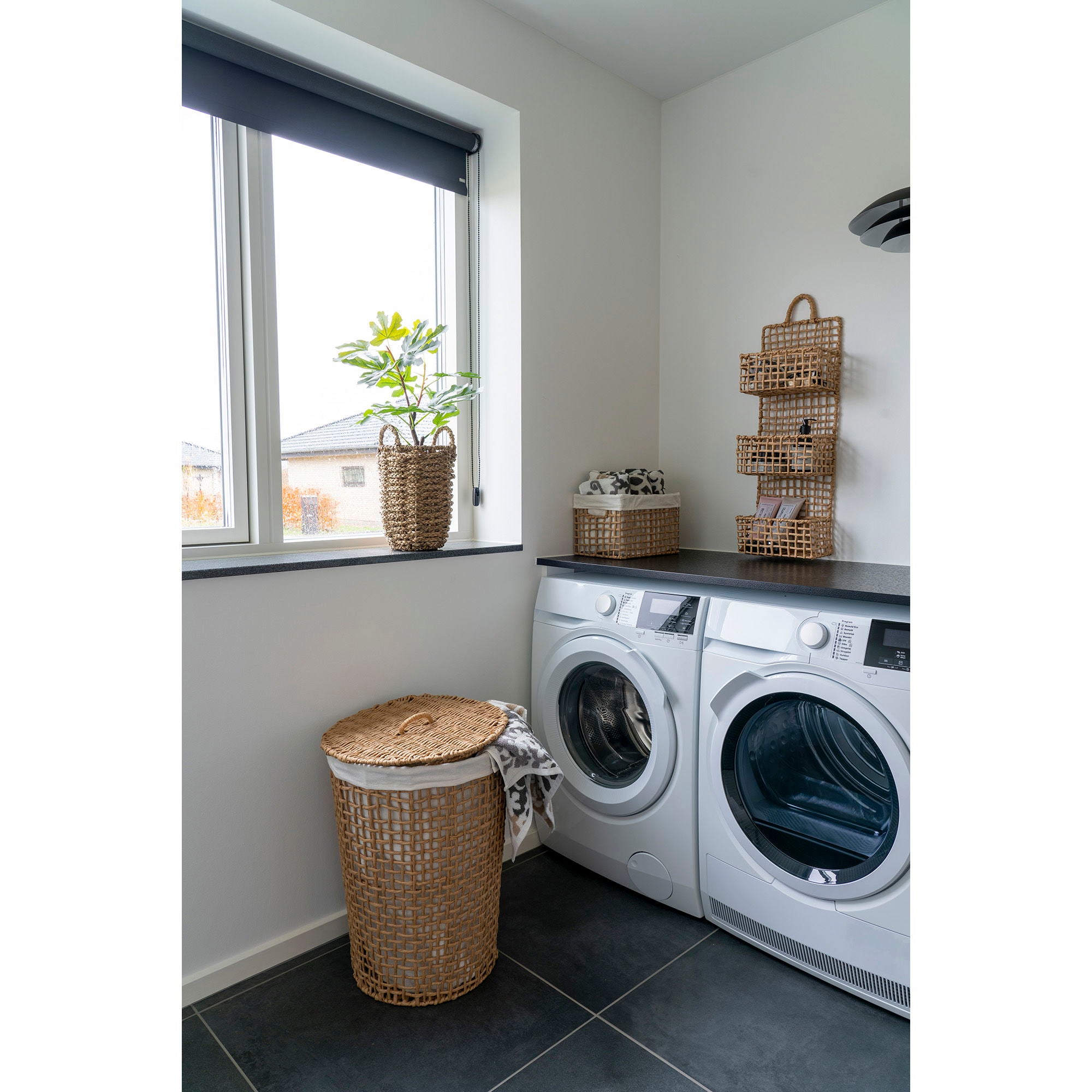 Pomal Laundry Basket - Laundry Basket, paper, natural/white ø42x56 cm