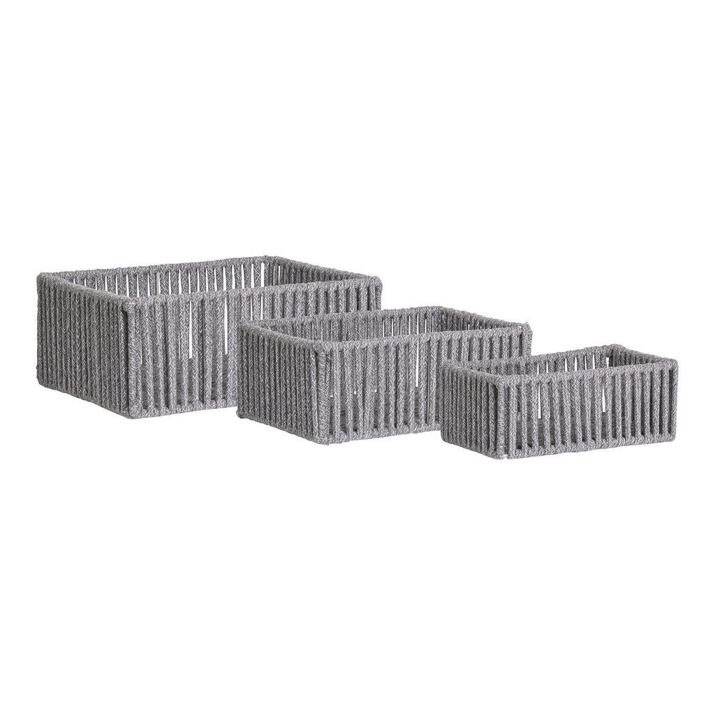 Arese Baskets - Baskets, cotton/metal, grey set of 3