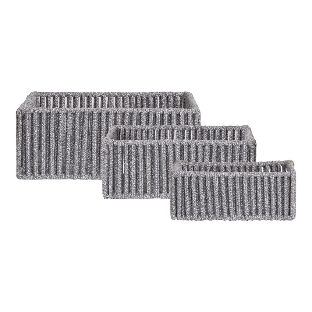 Arese Baskets - Baskets, cotton/metal, grey set of 3