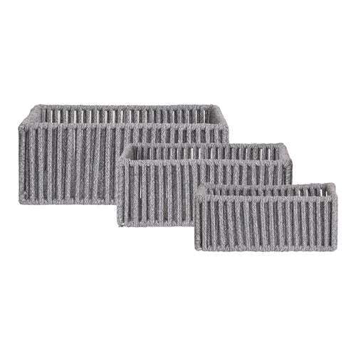 Arese Baskets - Baskets, cotton/metal, grey set of 3