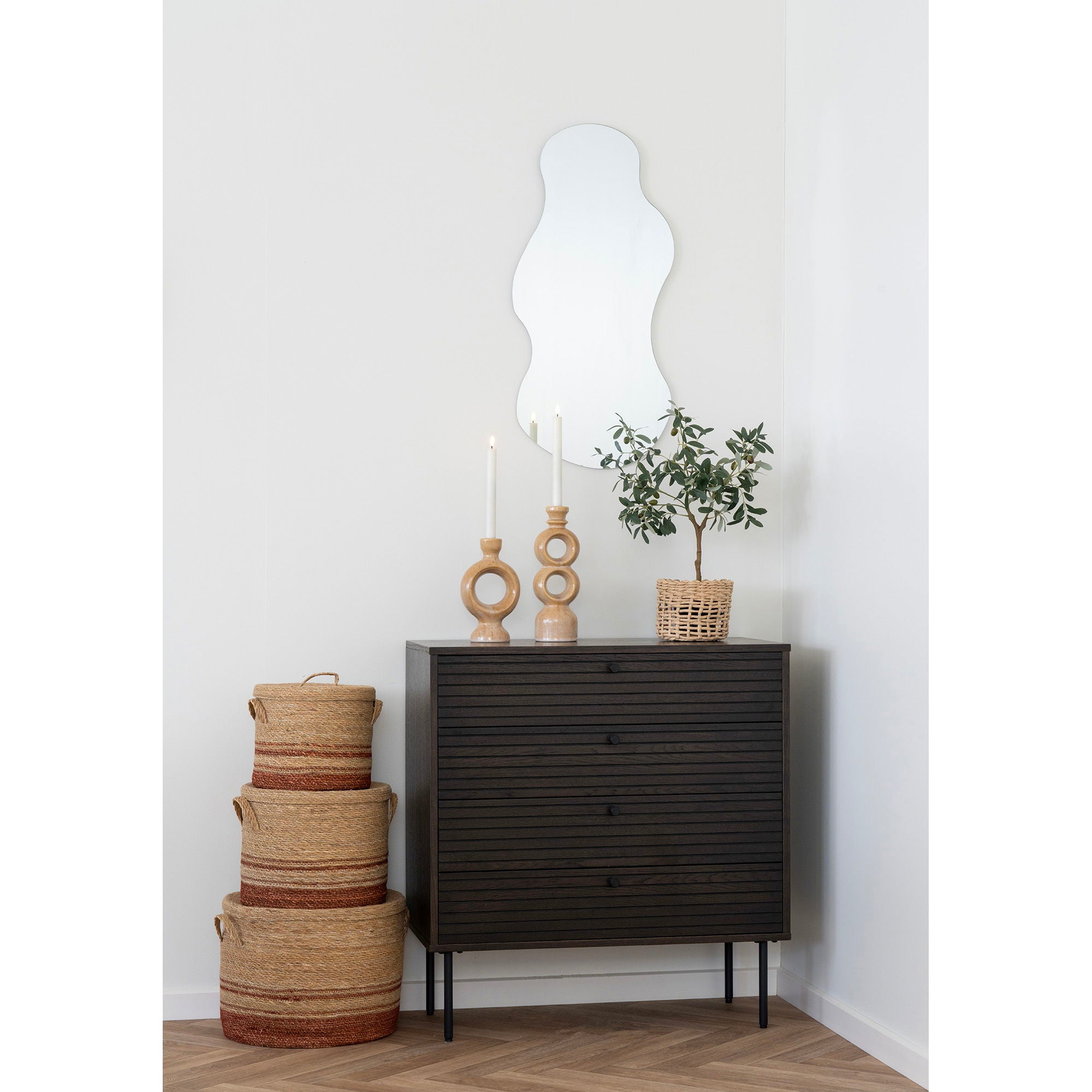 Budoni Baskets - Baskets, seagrass, natural/brown set of 3