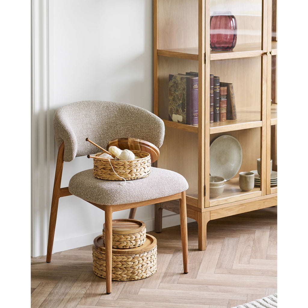 Botofte Baskets - Baskets with wood lid, water hyacinth, natural set of 3