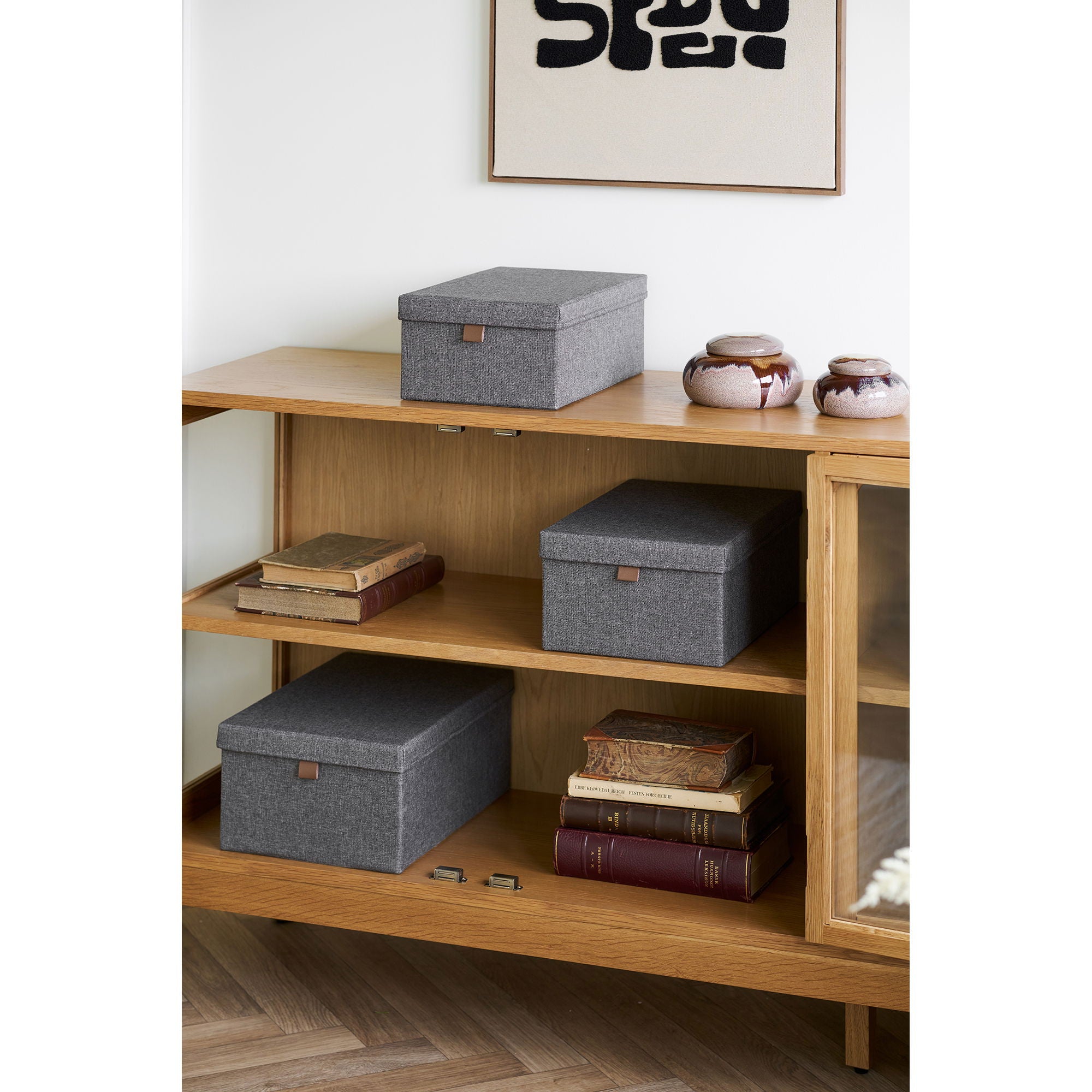 Noto Storage Boxes - Storage boxes, textile, dark grey set of 3
