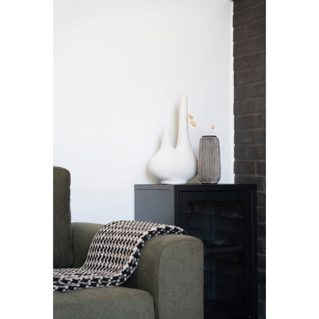 Vase - Vase, ceramic, black/white, ø9,5x20 cm