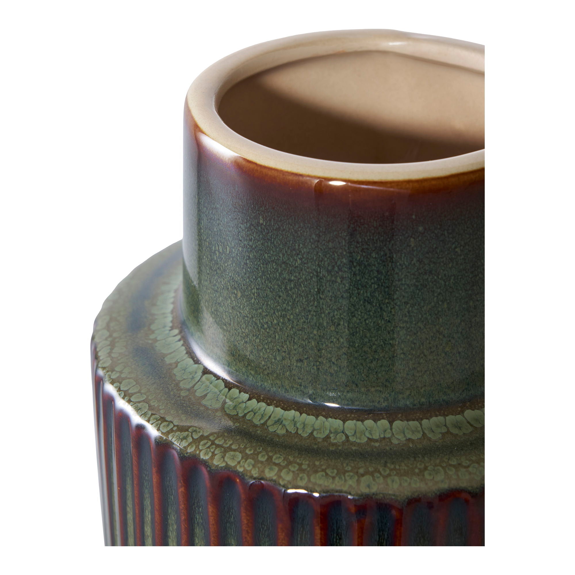 Vase - Vase, ceramic, green/brown ø16x30 cm