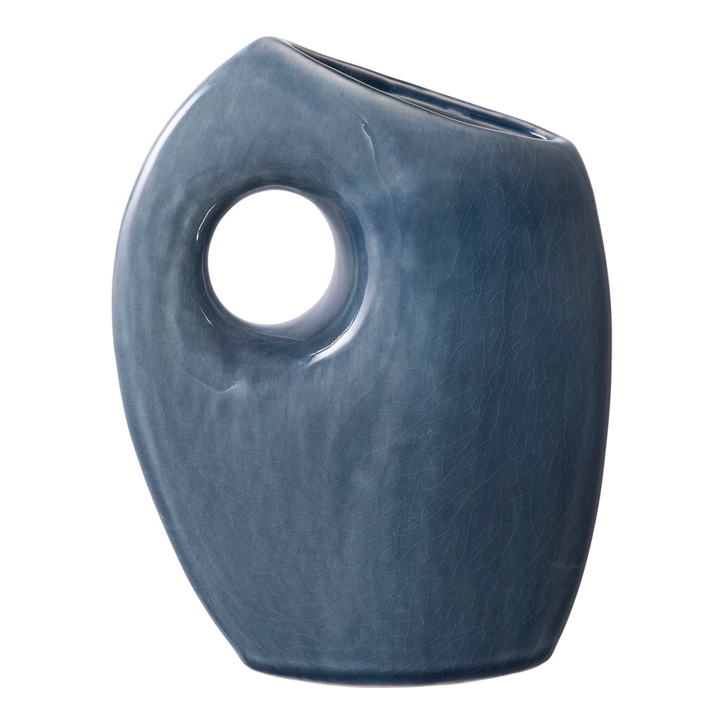 Vase - Vase, ceramic, blue 7x14x18 cm