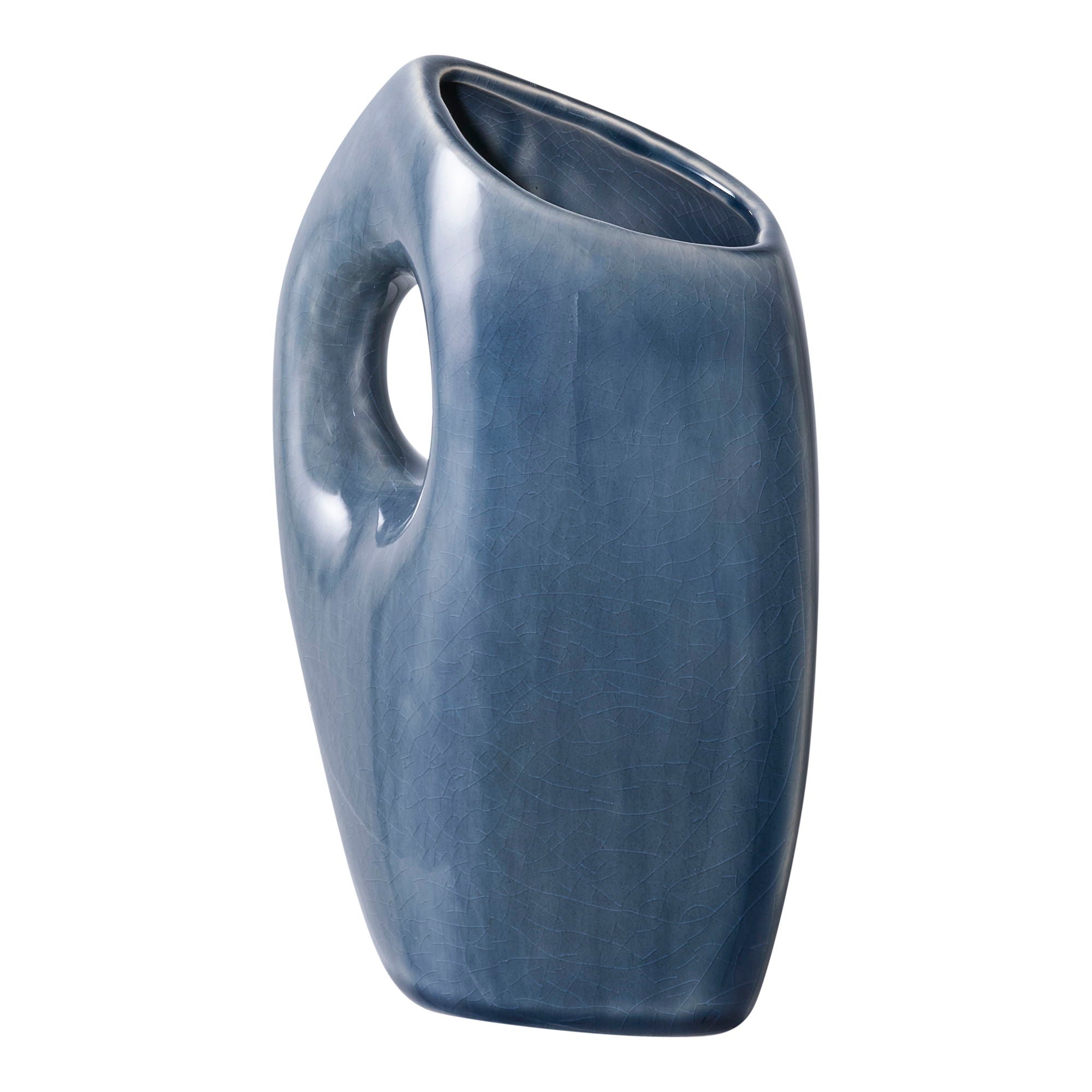 Vase - Vase, ceramic, blue 7x14x18 cm