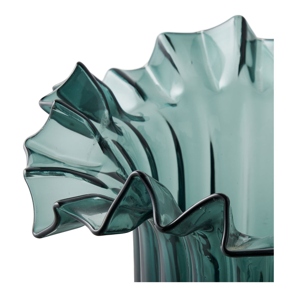 Vase - Vase, mouth blown glass, dark green ø25x30 cm