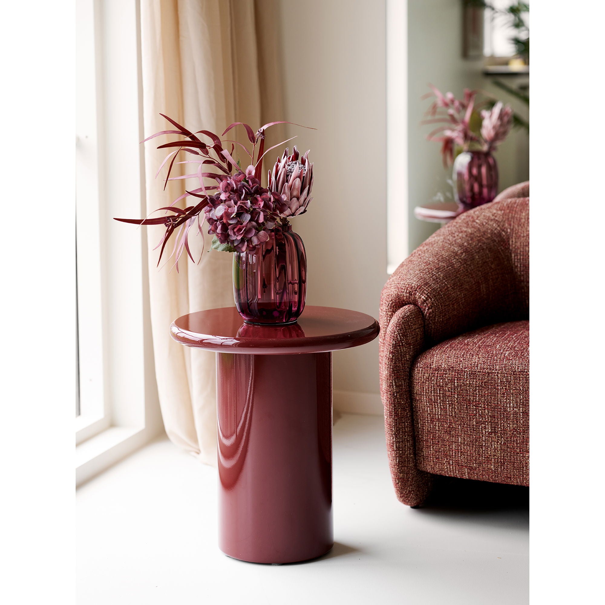 Vase - Vase, mouth blown glass, smoked red ø17x21 cm