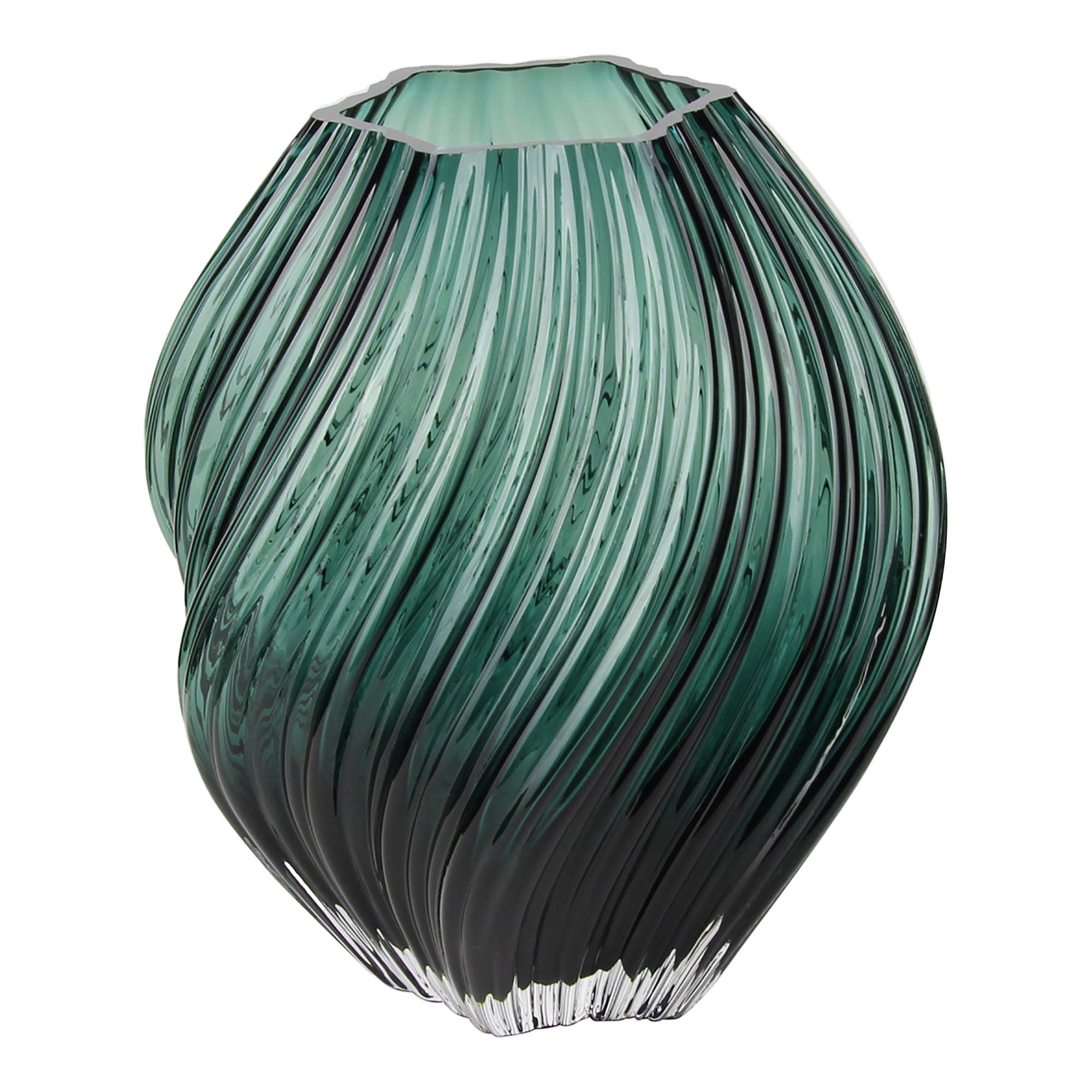 Vase - Vase, mouth blown glass, dark green ø19x23 cm