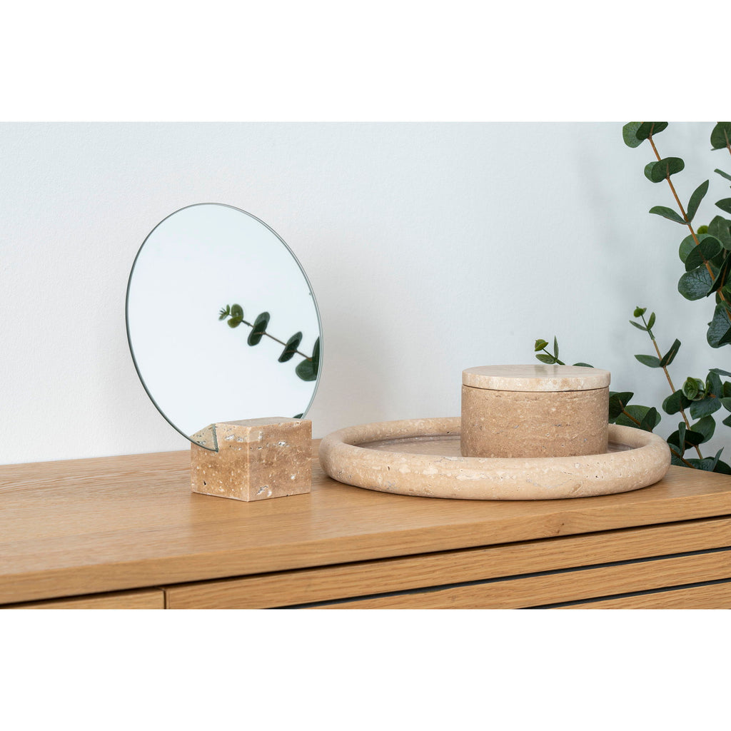 Tray - Tray, travertine, natural ø25,5 cm