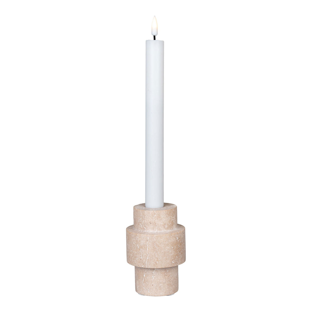 Candle Holder - Candle holder, travertine, natural ø7x10 cm