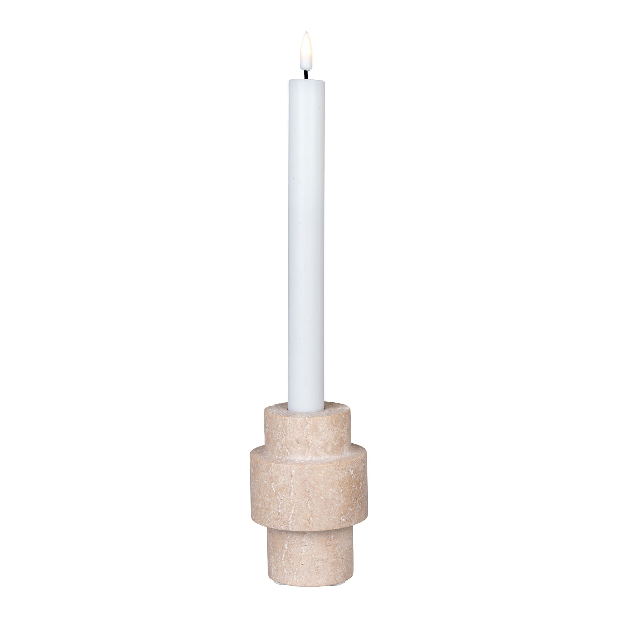 Candle Holder - Candle holder, travertine, natural ø7x10 cm