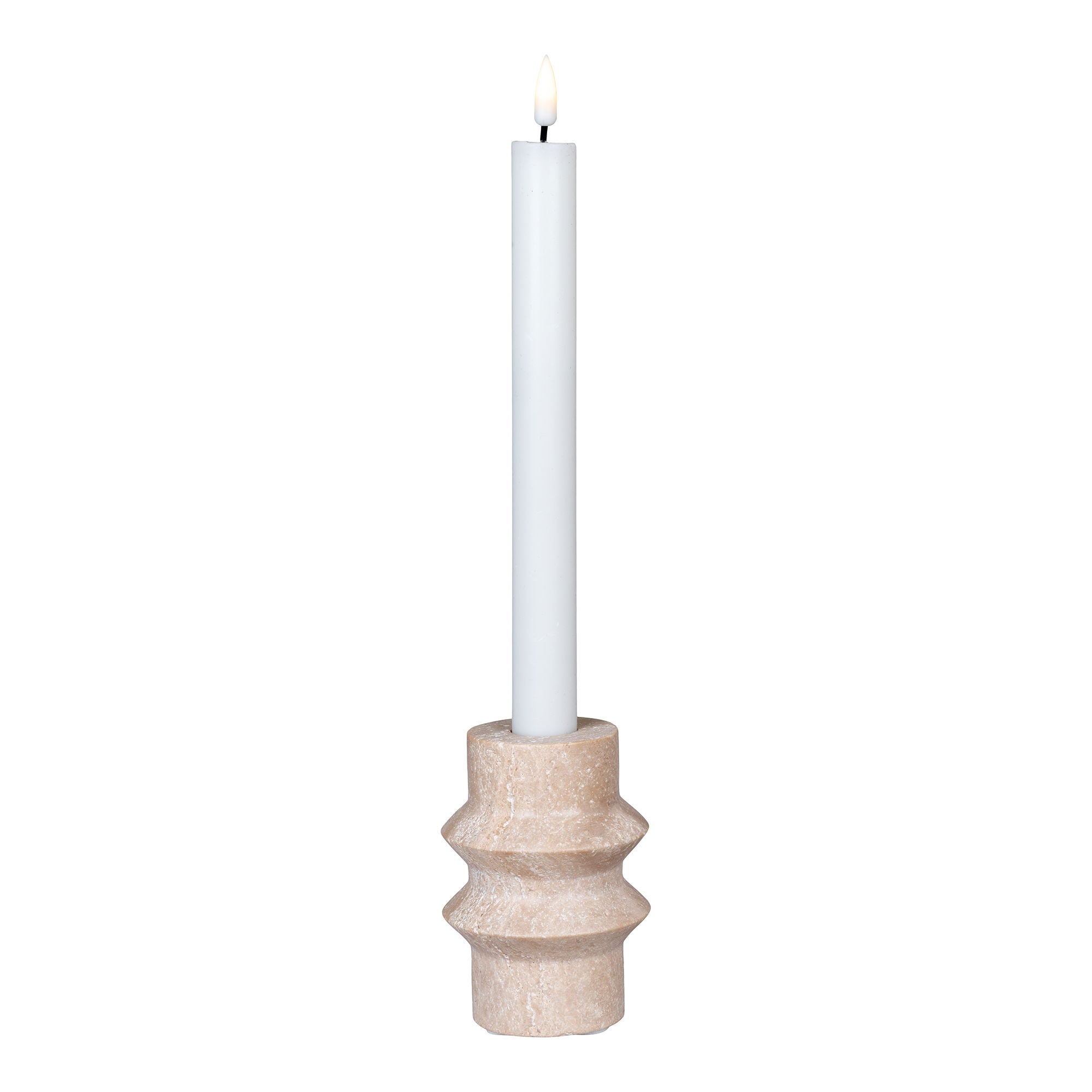 Candle Holder  - Candle holder, travertine, natural ø7x10 cm