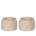 Tealight Holder - Tealight Holder, travertine, natural set of 2