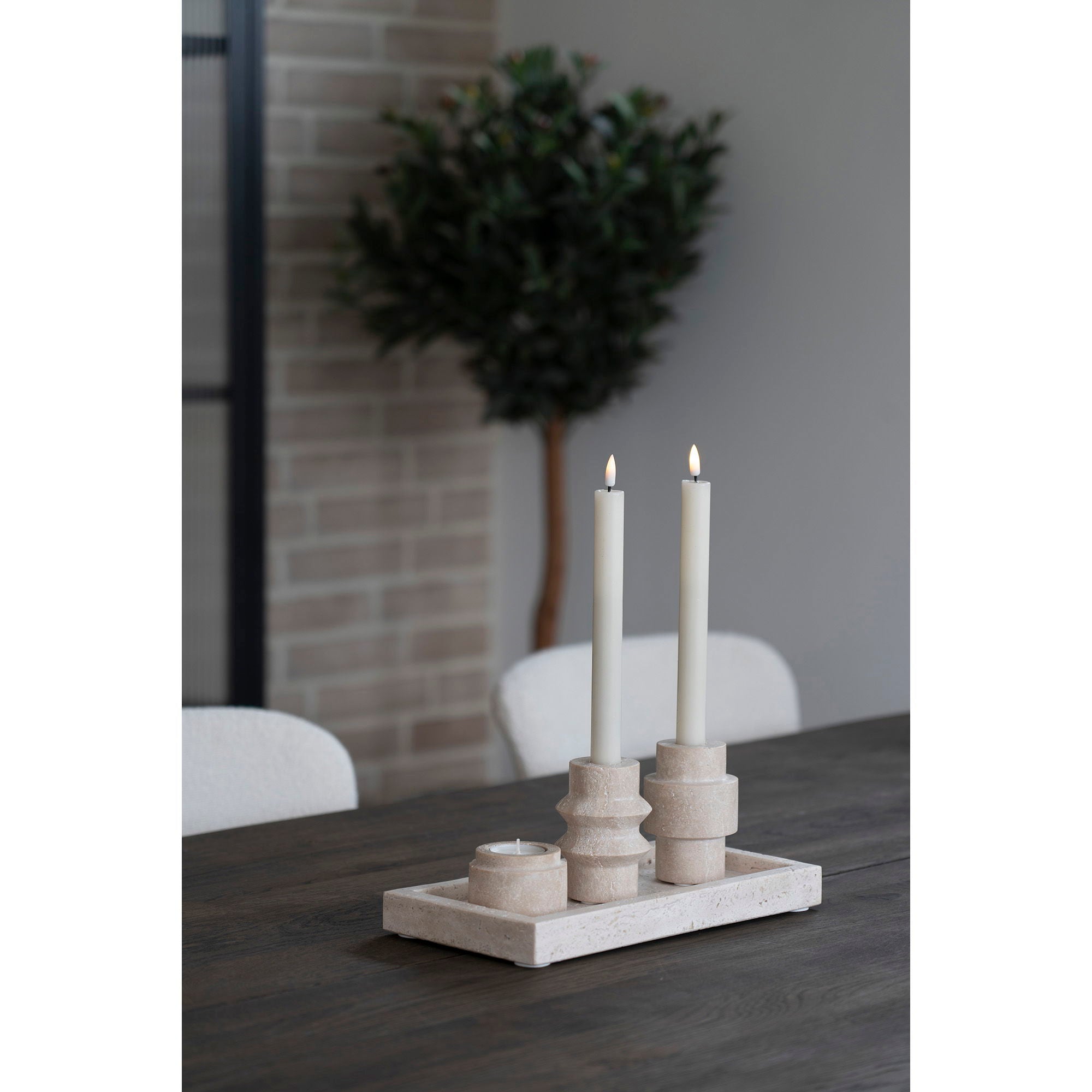Tealight Holder - Tealight Holder, travertine, natural set of 2