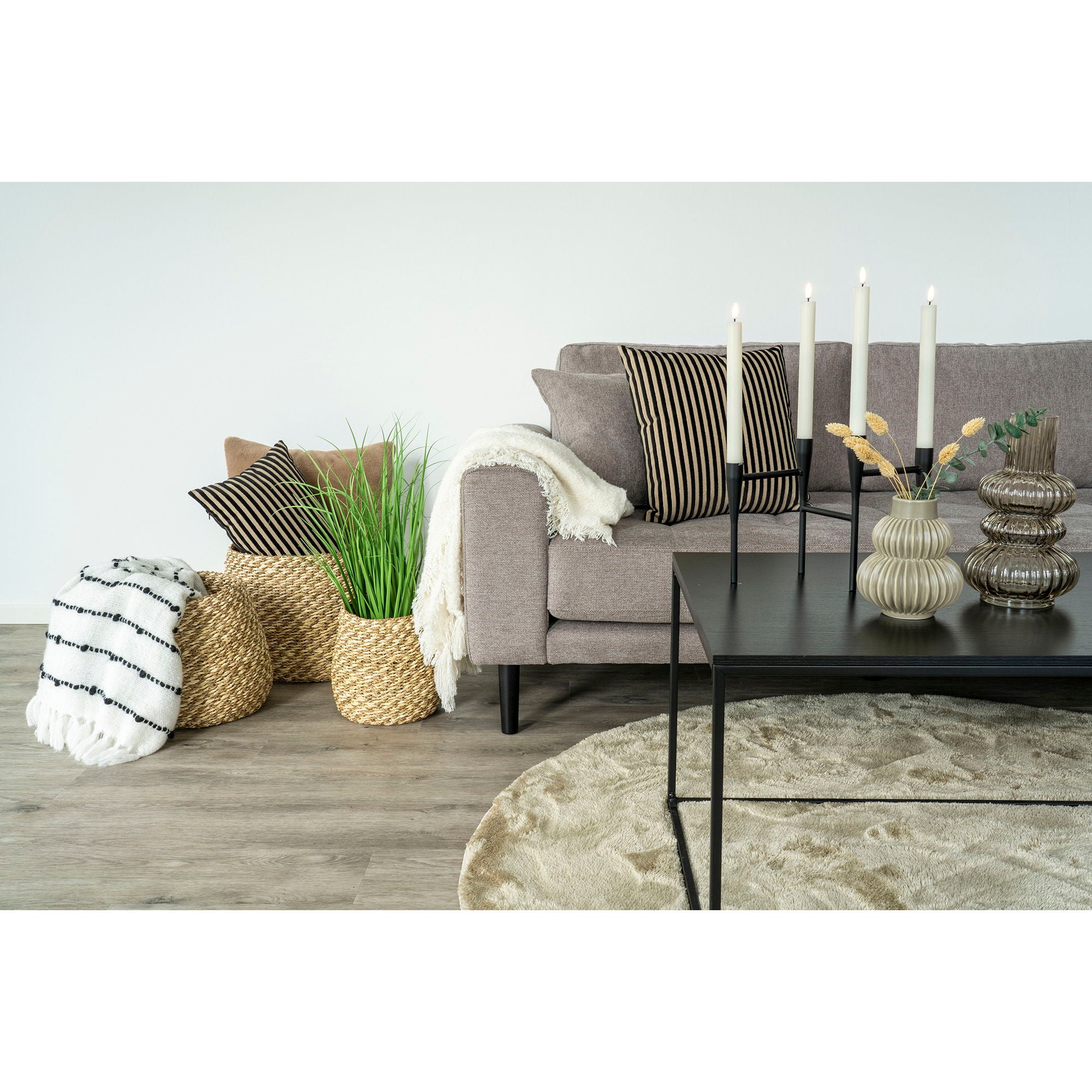 Candle Holder - Candle Holder, metal, black, 5x28x21 cm