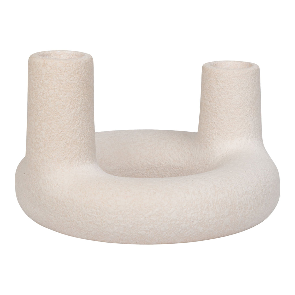 Candle Holder - Candle Holder, ceramic, beige, ø13x8,5 cm