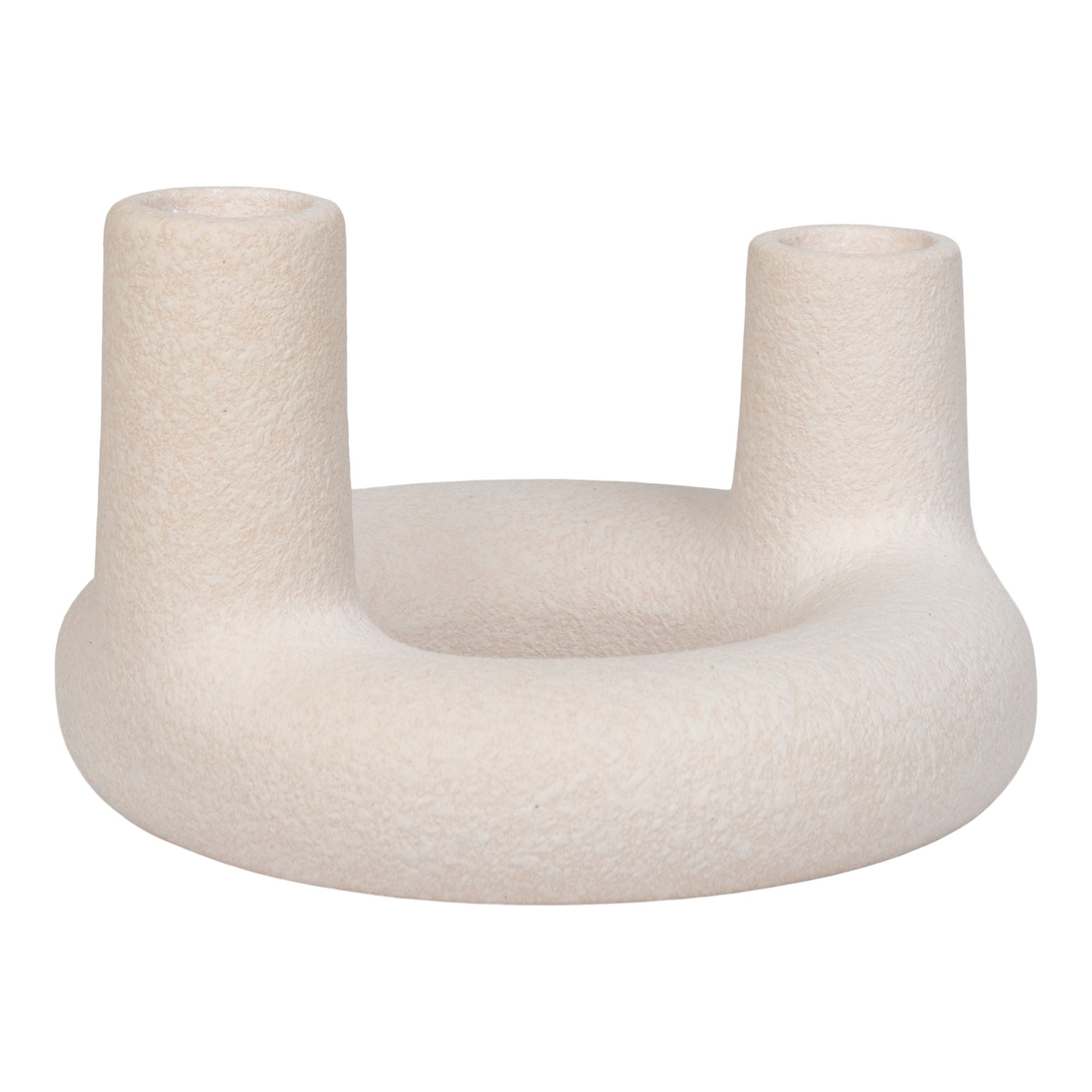Candle Holder - Candle Holder, ceramic, beige, ø13x8,5 cm