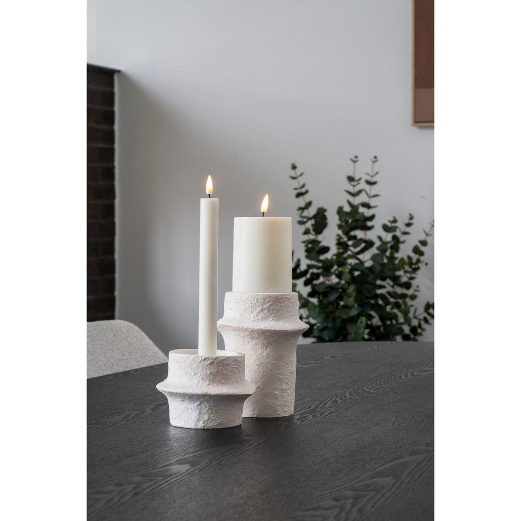 Candle Holder - Candle holder, cement, white set of 2