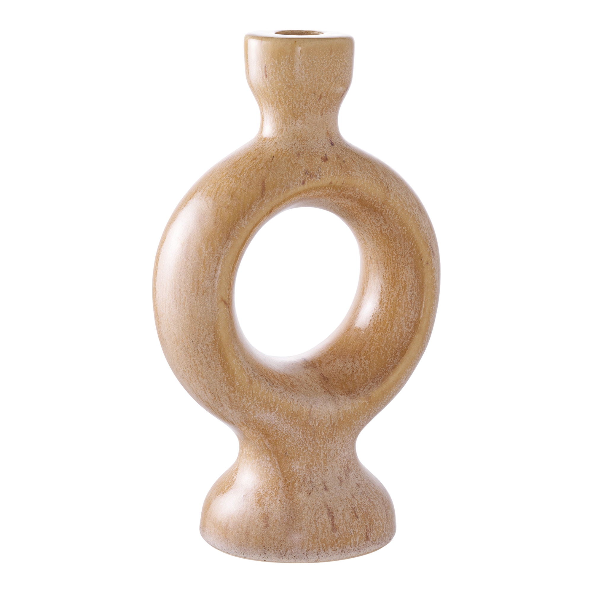 Candle Holder - Candle holder, ceramic, brown 13,5x8,8x23,4 cm