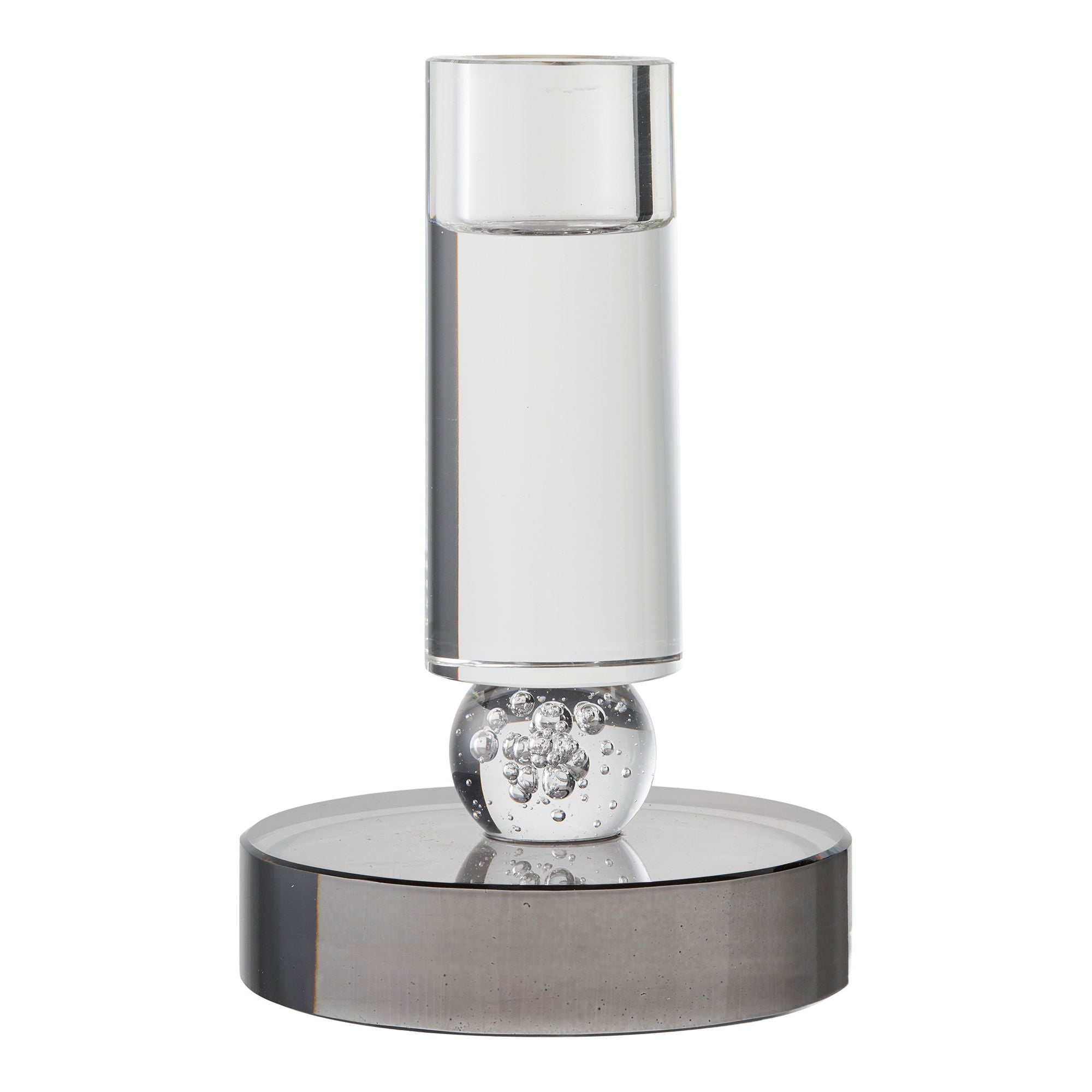 Candle Holder - Candle holder, glass, grey/white ø9x13 cm