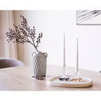 Candle Holder - Candle holder, glass, grey/white ø9x13 cm