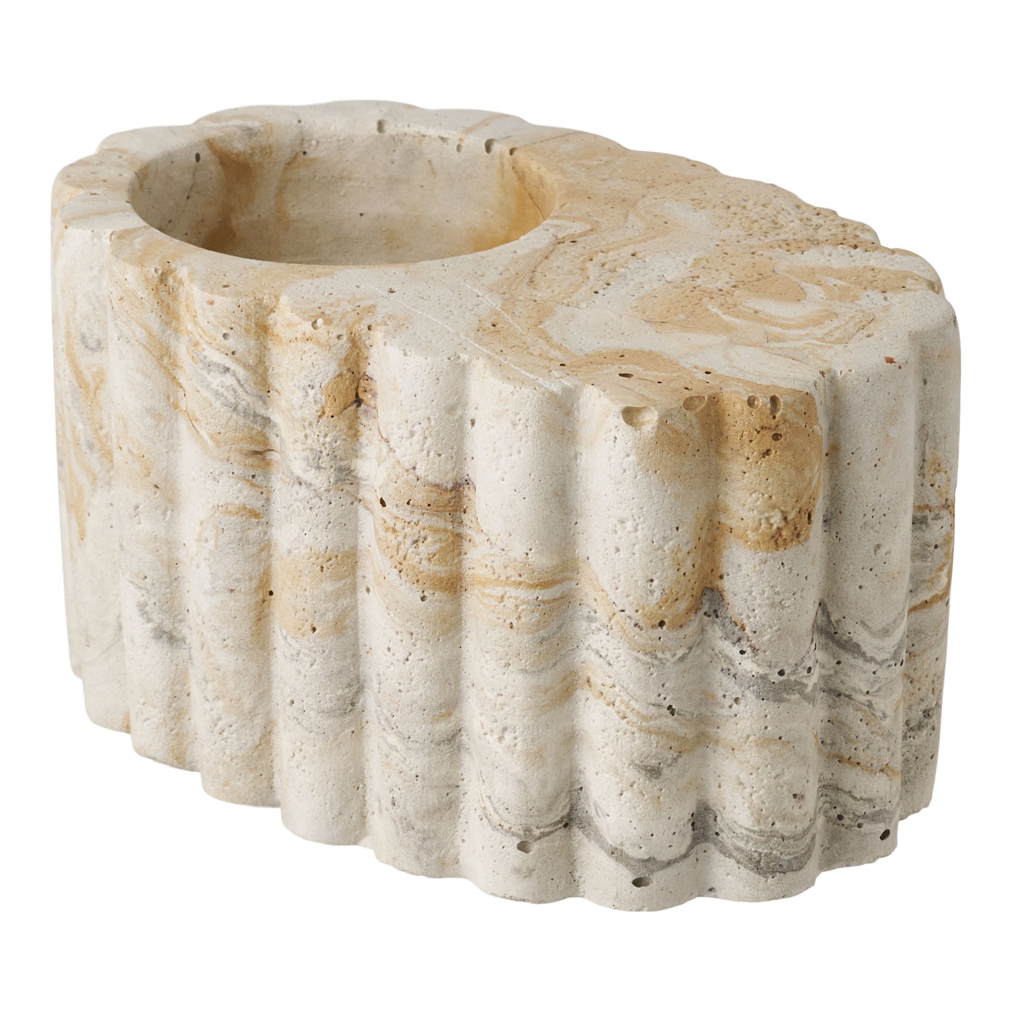 Tealight Holder - Tealight holder, cement, brown/beige ø10,5x6 cm