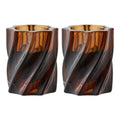 Candle Holder - Candle holder, glass, smoked brown set of 2