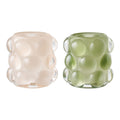 Candle Holder - Candle holder, glass, beige/green set of 2