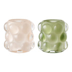 Candle Holder - Candle holder, glass, beige/green set of 2