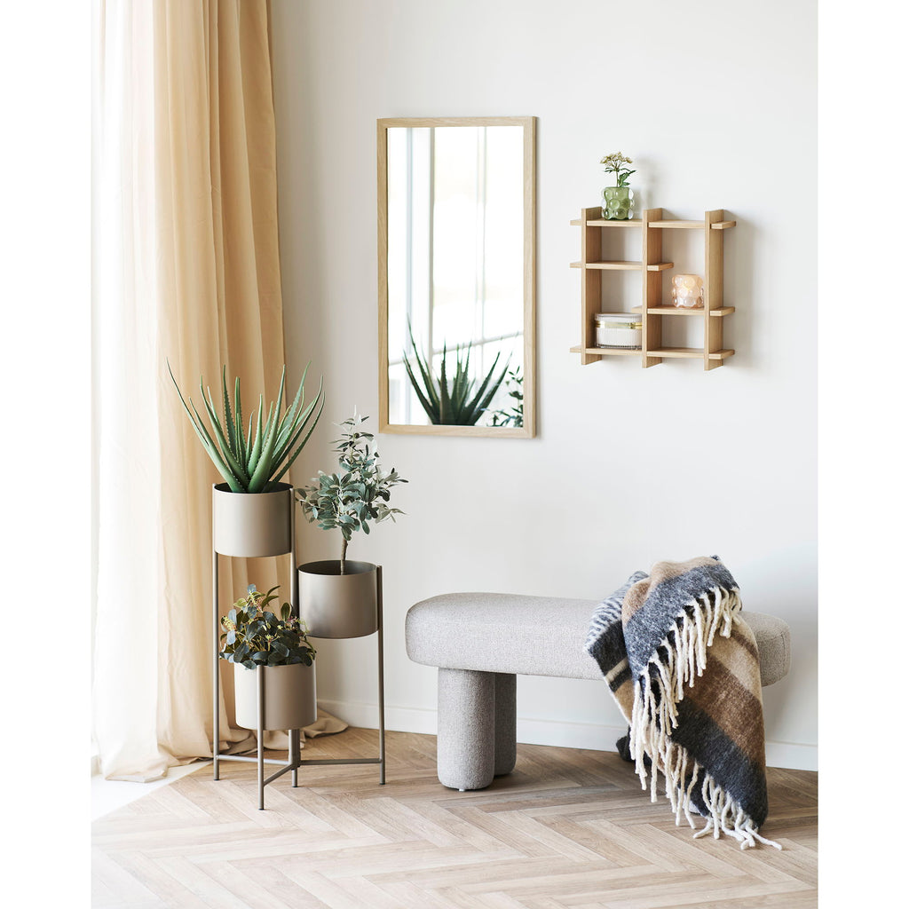 Candle Holder - Candle holder, glass, beige/green set of 2