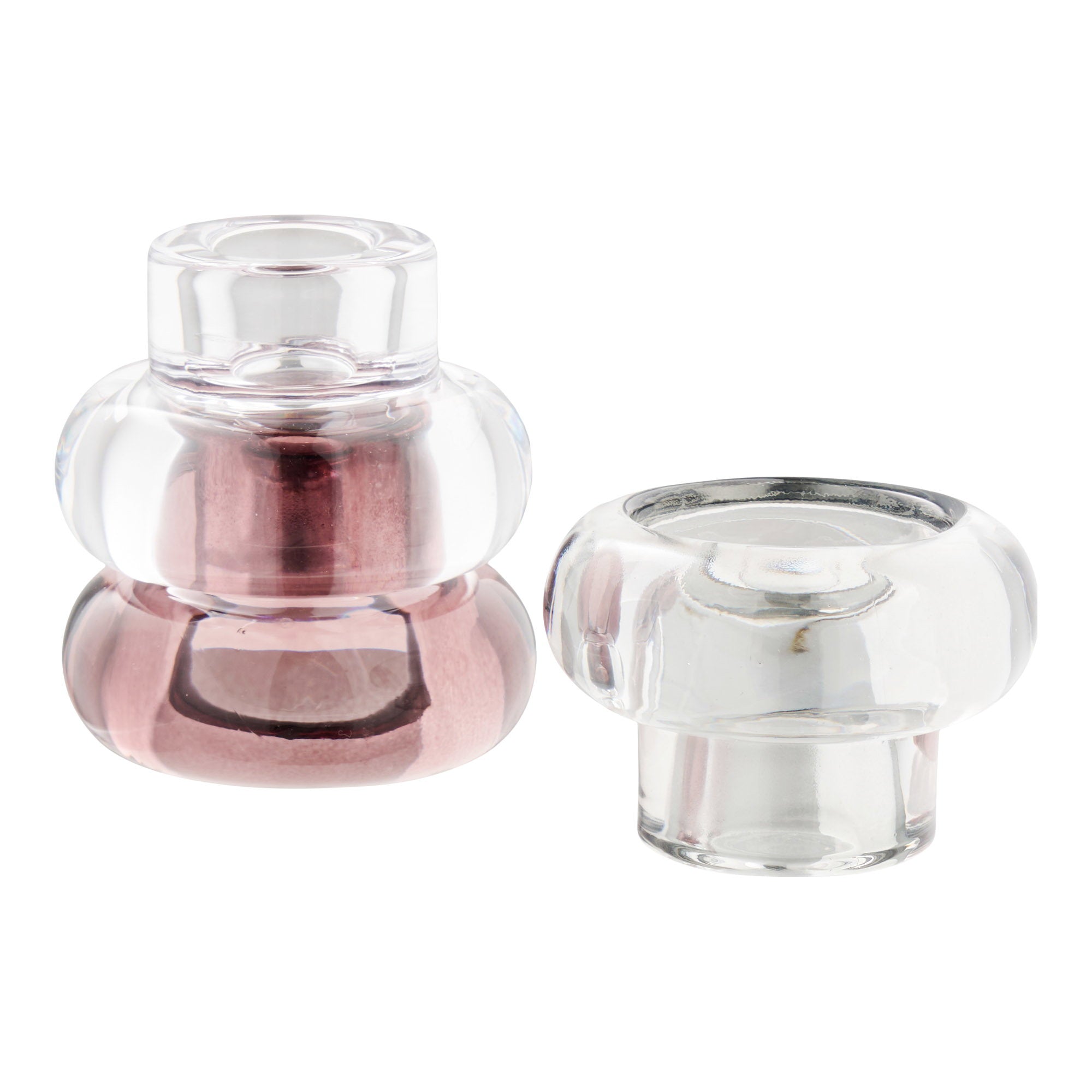 Candle Holders — Clear, Smoked, Maroon Red