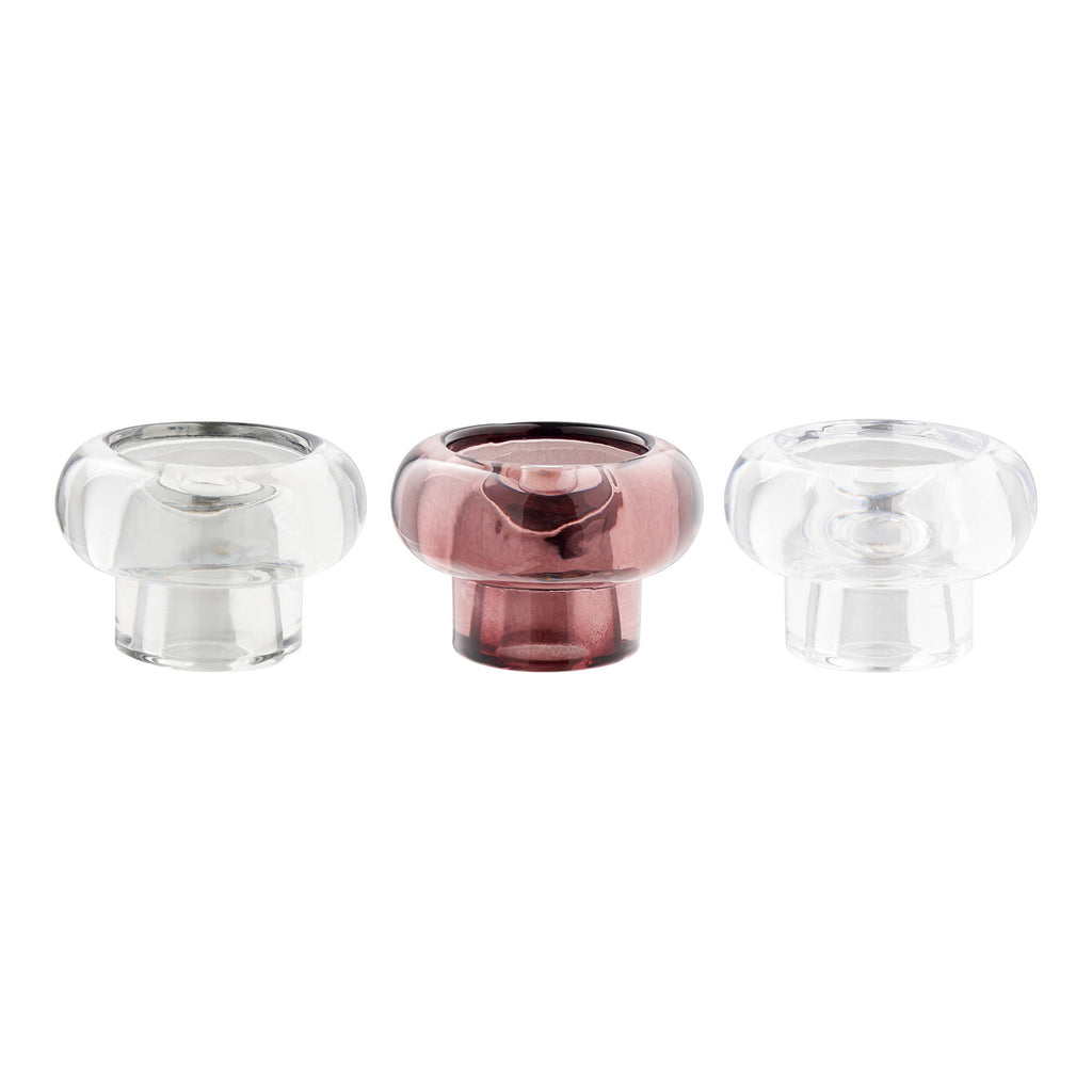 Candle Holders — Clear, Smoked, Maroon Red