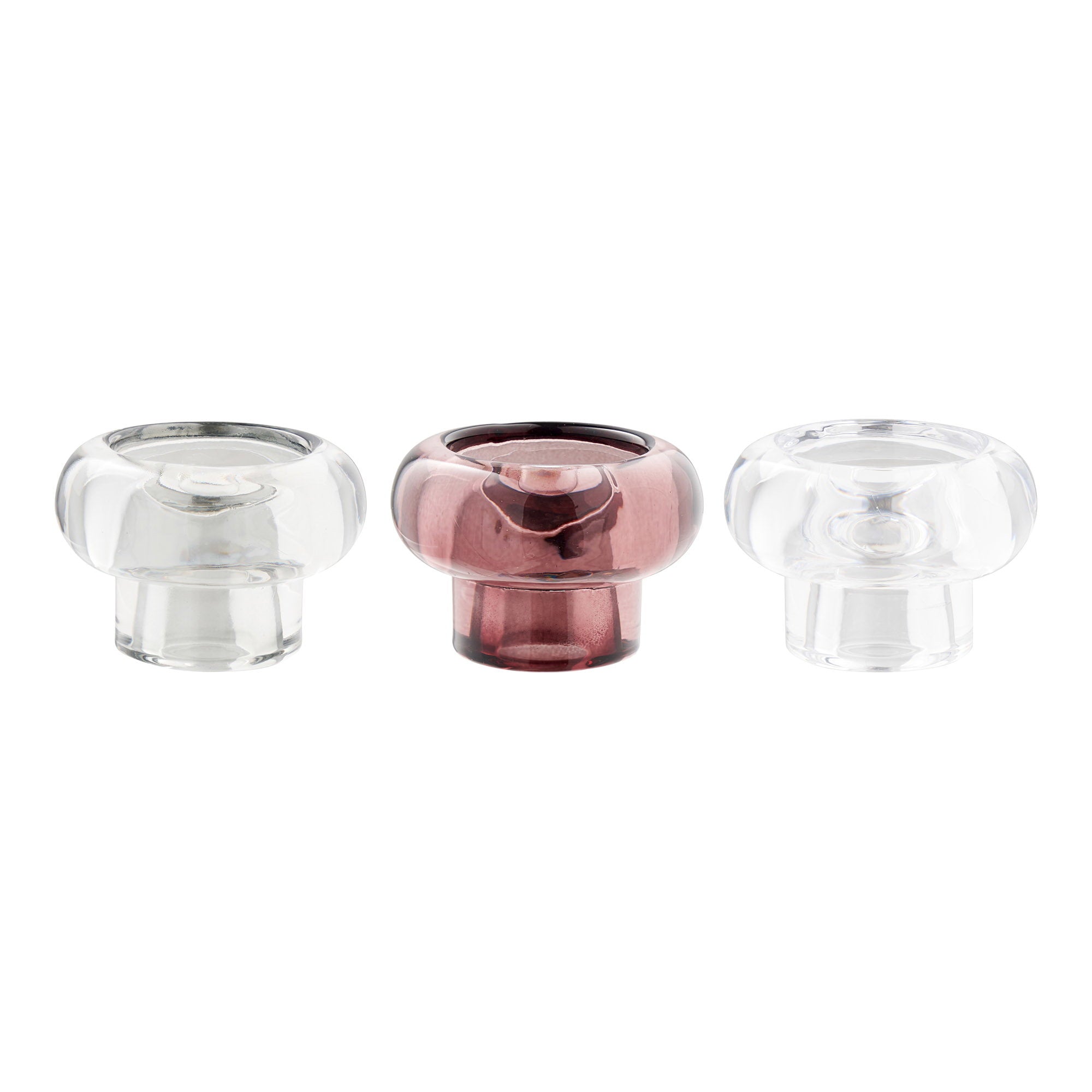 Candle Holders — Clear, Smoked, Maroon Red