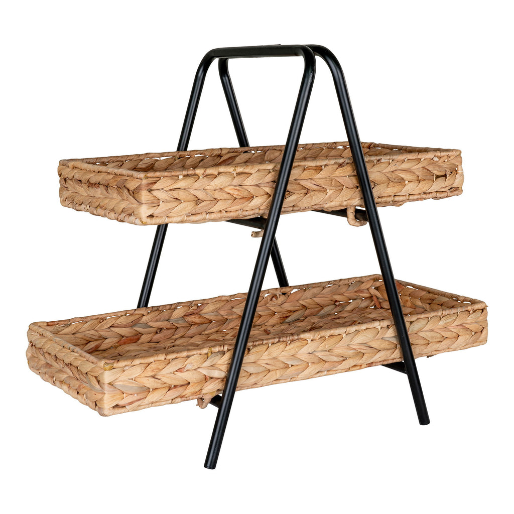 Alfaro Tray  - Tray, water hyacinth/metal, black/nature 42x23x43,5 cm