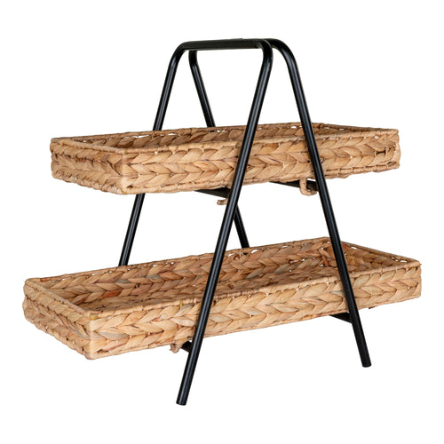 Alfaro Tray  - Tray, water hyacinth/metal, black/nature 42x23x43,5 cm