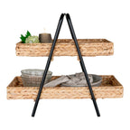 Alfaro Tray  - Tray, water hyacinth/metal, black/nature 42x23x43,5 cm
