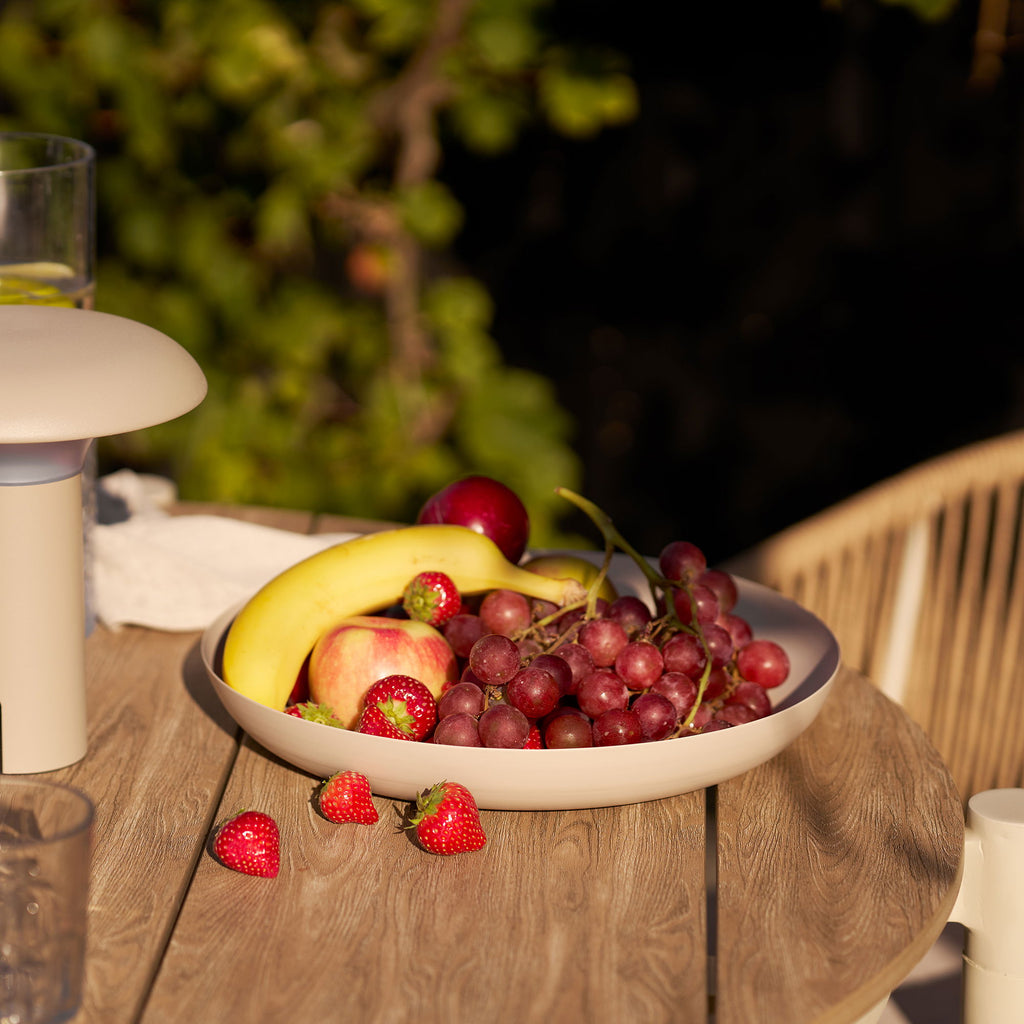 Tray - Tray, metal, beige ø30x4 cm