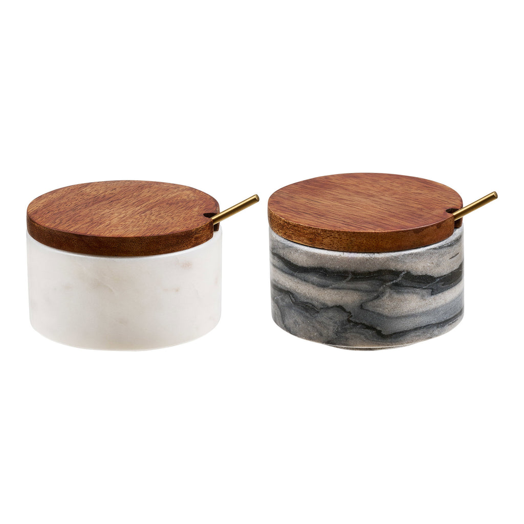 Pauri Storage Jar with spoon — Grey / White