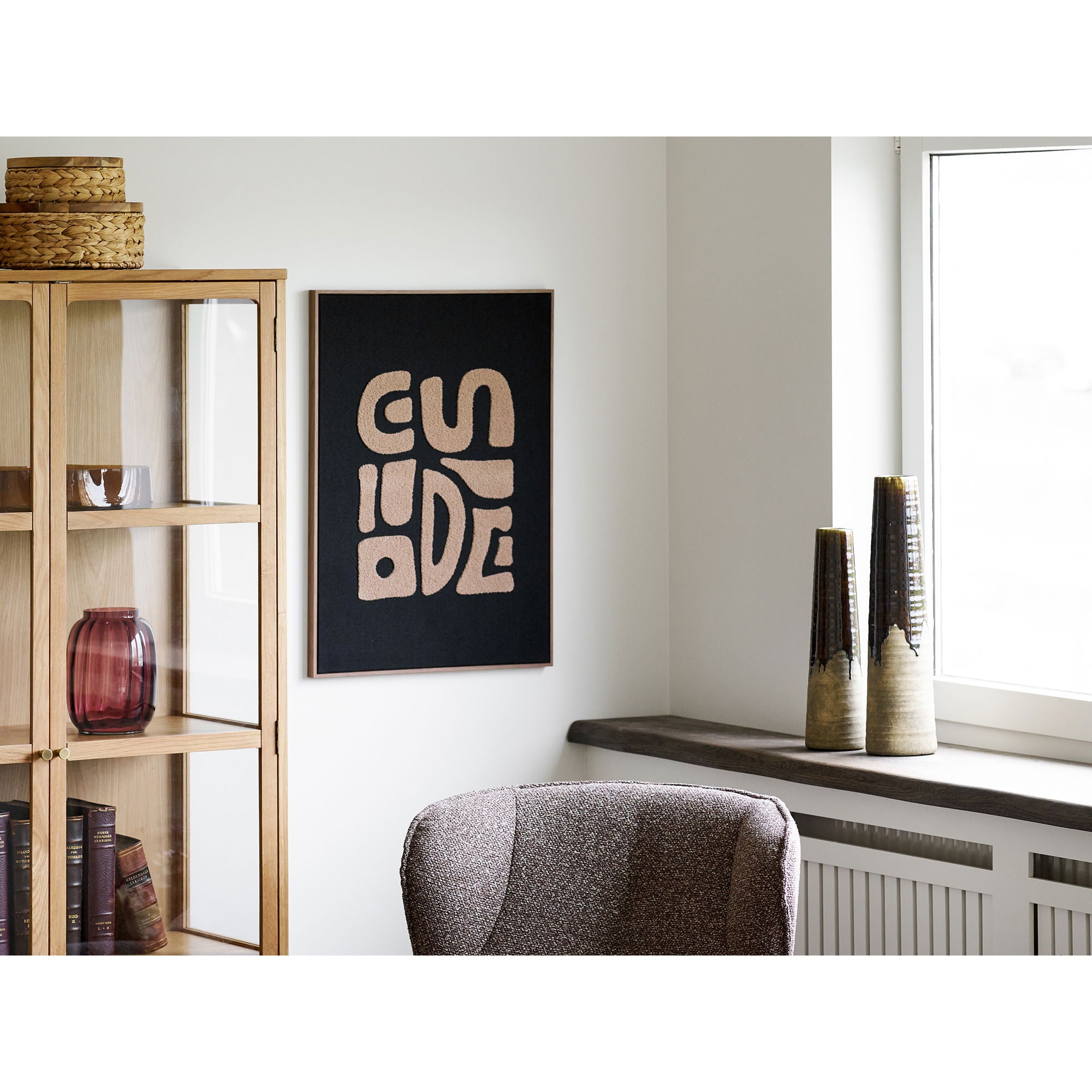 Tine Tufted Wall Decoration - Tufted Wall decoration, beige/black 50x70 cm