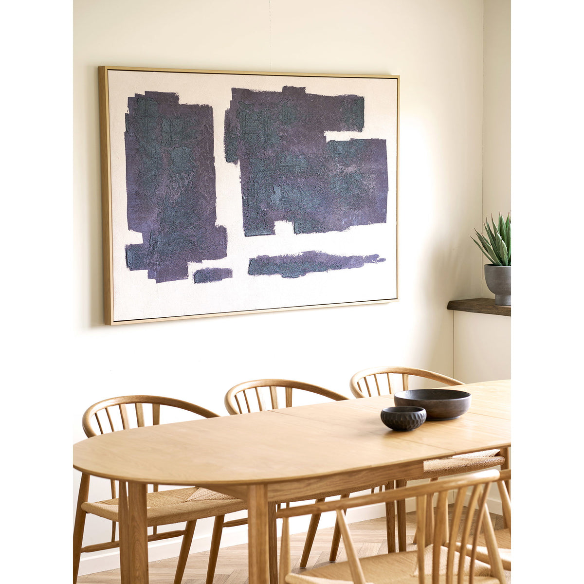 Edna Canvas Print with hand painted details — Beige / Blue
