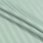 Striped Cotton Satin Duvet Cover Set - Celadon Green
