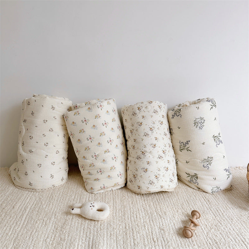 Ins Style Floral Pure Cotton Summer Quilt Class A Double Layer Yarn